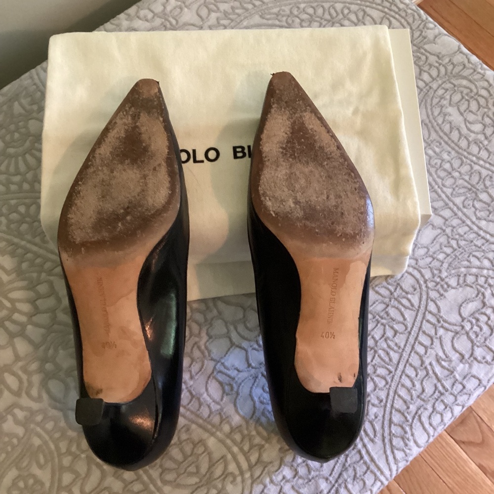 Manolo  Blahnik  black leather heels - Picture 3 of 6